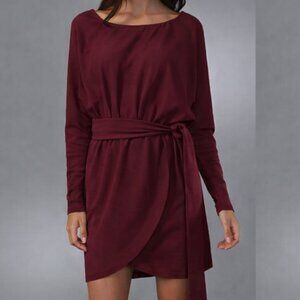 Halston Heritage 100% Wool Belted Maroon Dress Size 4